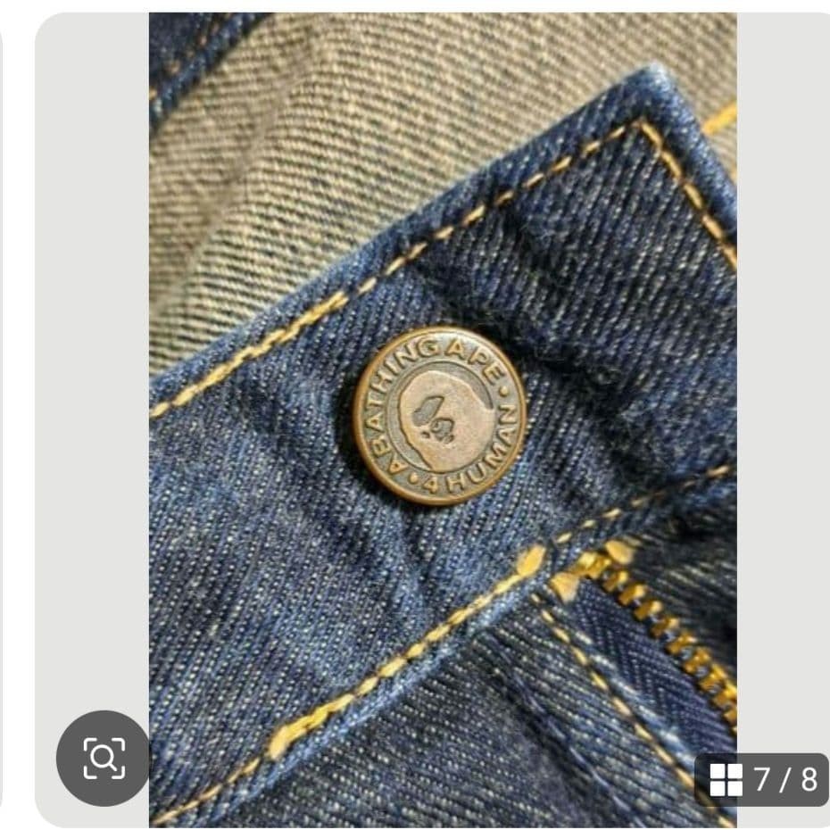 Bape A Bathing Ape Denim Pants Jeans Blue M Waist 74cm BA0226207 thumbnail 7