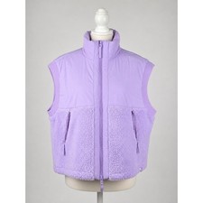 JoyLab Womens Mixed Media Sherpa Fleece Puffer Vest Purple Large New Winter Chic