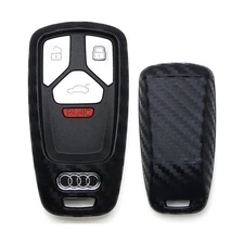 iJDMTOY Carbon Fiber Finish Soft Silicone Key Fob Cover Compatible ... Fast Ship