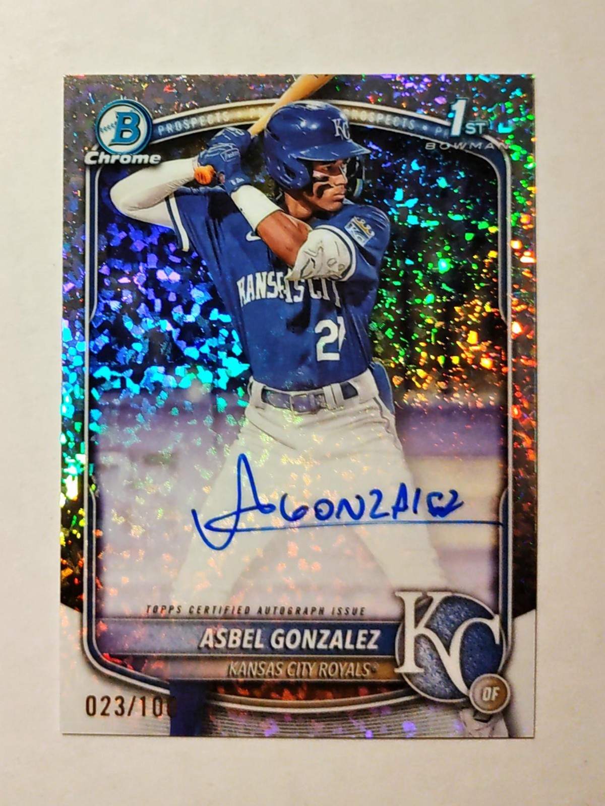 Asbel Gonzalez 2025 1st Bowman Chrome AUTO Mini-Diamond REFRACTOR 023/100 RC F6