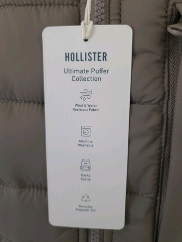 Hollister Mens Hooded Puffer Jacket. New With Tags. Small. Light Brown. RRP £80 - Picture 8 of 12