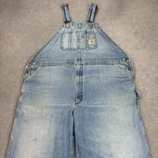 Carhartt Dungarees Adult 48x30 Blue Overalls Bib Carpenter Work Wear Denim Men