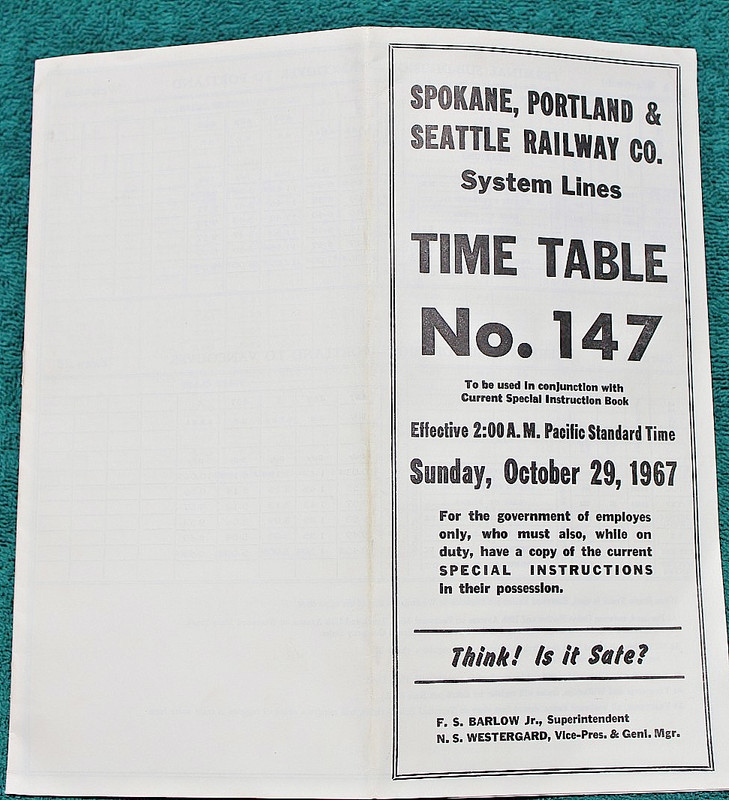 1967 Spokane Portland & Seattle Railway Employee SP&S Railroad Washington Oregon