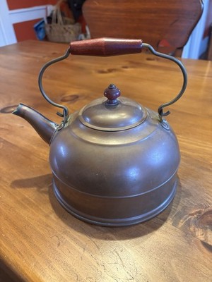 Revere Ware 1801 Copper Vintage Tea Kettle with Wooden Handle