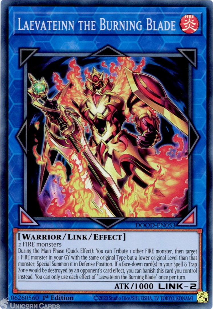 DOOD-EN053 Laevateinn the Burning Blade : Super Rare 1st Edition Mint YuGiOh Car