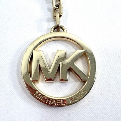 MICHAEL KORSチャーム Michael Kors Bag Charm Gold Tone MK Logo Circular Pendant Keychain