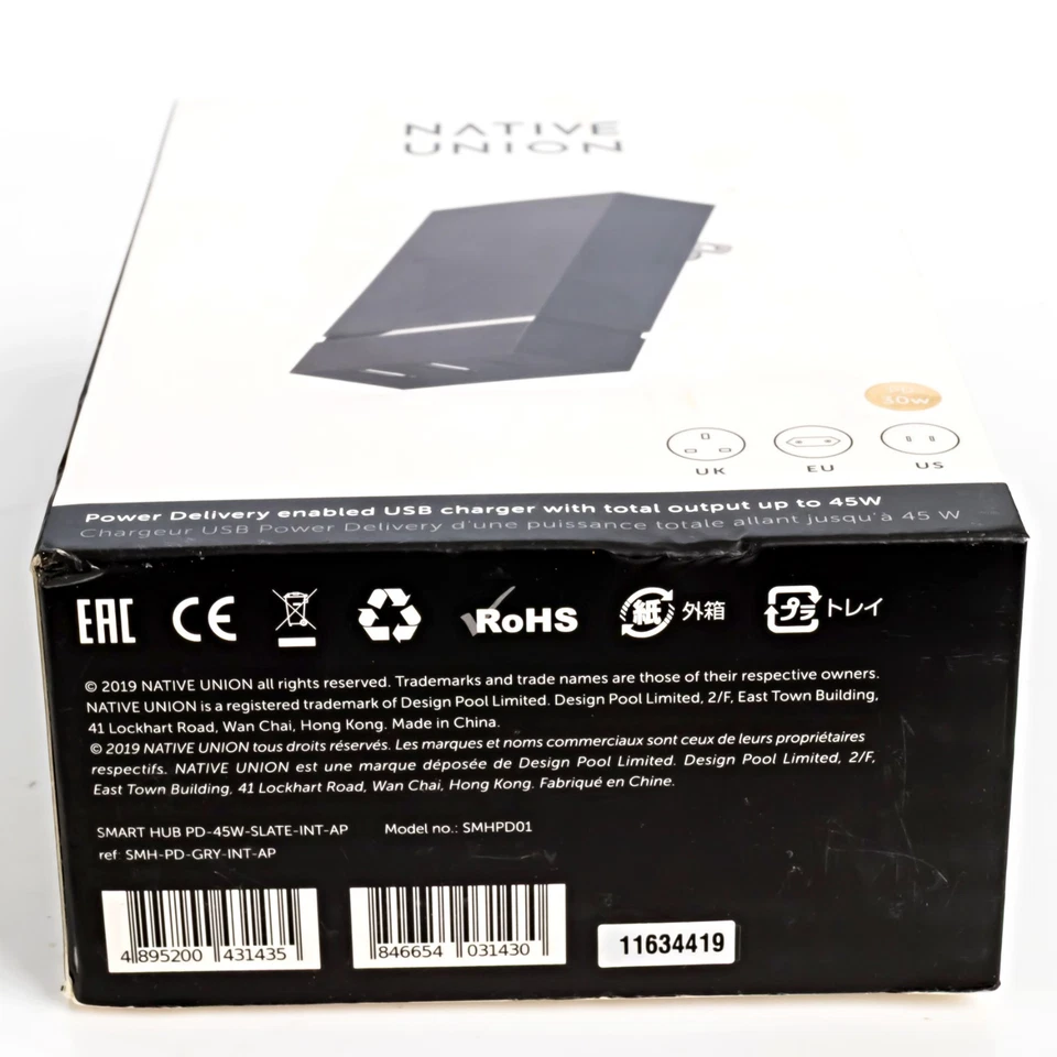 Cargador de pared Native Union Smart Hub PD SMHPD01 negro 45 W carga rápida 3 puertos Foto 3 de 4