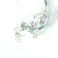 10mm Bright Silver Round Flat Ear Stud Earring Bases - US Selle