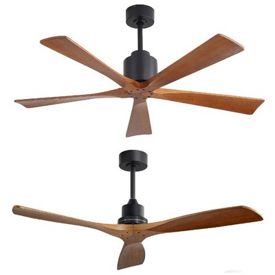 Wood Ceiling Fans No Light with Remote & Reversible DC Motor Quiet for Bedroom