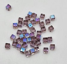 12pc Swarovski Crystal Light Amethyst AB 4mm Faceted Cube 5601 Beads