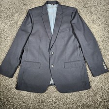 Haggar In Motion The Blazer Men's 46L Blue Tailored Fit 2-Button Stretch EUC
