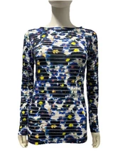 Vintage FUZZI JEAN PAUL GAULTIER Avant Designer Blue Skinny Stretchy Top Women M