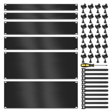 6 Pack 1U/2U/4U Metal Rack Mount Blank Panels - Flat Steel Filler Spacer Acce...