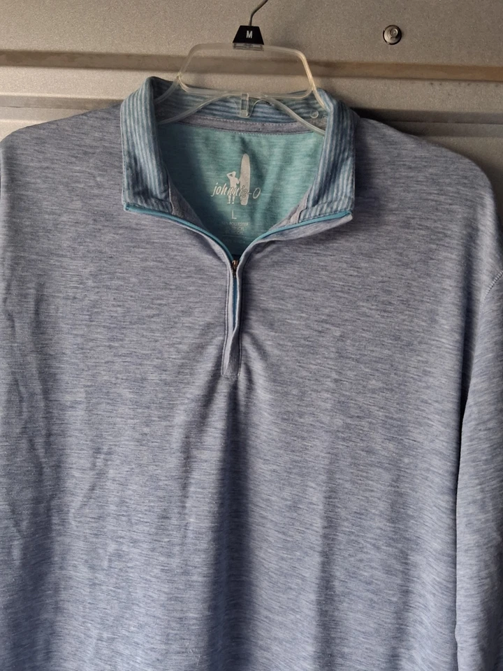 Chaqueta Johnnie O Para Hombre Manga Larga Grande Azul Gris Cuarto Cremallera Sudadera Golf Foto 4 de 4