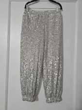 Girls' Sequin Jogger Pull-On Relaxed Pants art class Silver Size S (6/6.5)