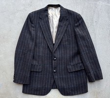 Vintage Black Blue Fleck Stripe Wool Tweed Johnny Carson 42R Vintage