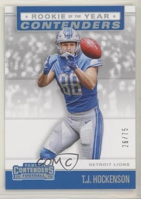 2019 Panini Contenders Rookie of the Year Silver 26/75 TJ Hockenson RC 0sf1