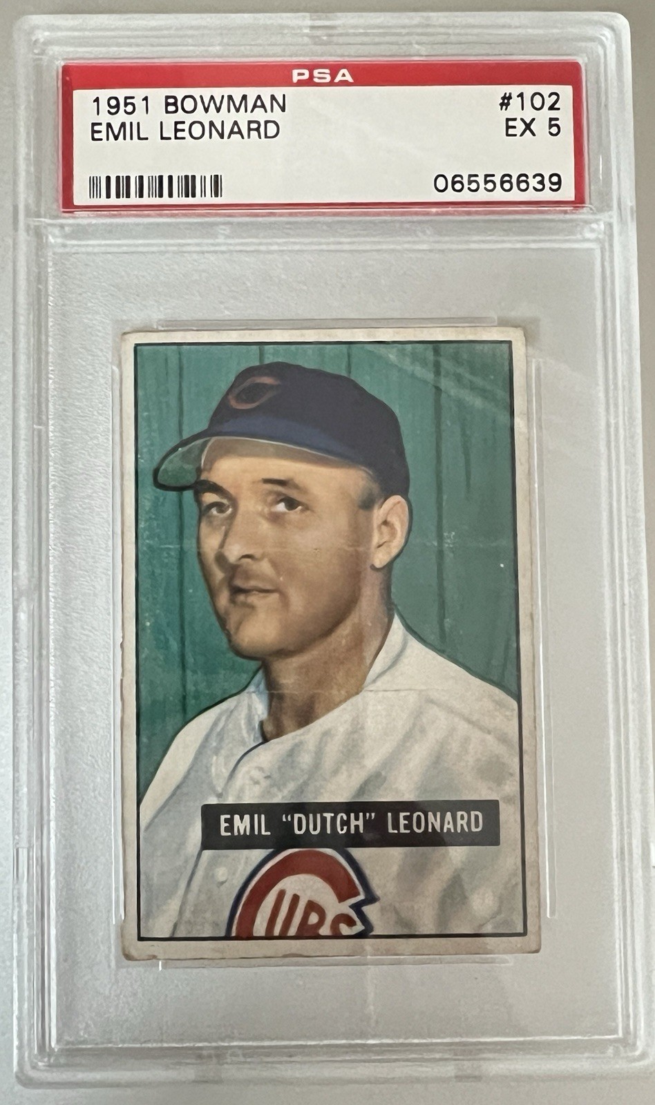 1951 Bowman Emil Dutch Leonard #102 Chicago Cubs PSA 5 EX Vintage view 1