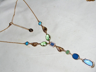 TIME & TRU Farbe Gold, Kristall, Acryl, Glas, Abalone Y-Drop Halskette