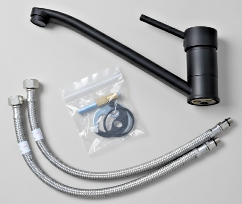 Caravan Mixer Tap Long Spout Black Non-Microswitch  Static / Motorhome / Boat