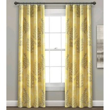 Lush Decor Yellow Leaf Pattern Insulated Blackout Curtains Two Panel 76x84