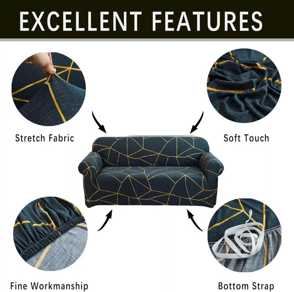 1 2 3 4Seater Sofa Cover Elastic Settee Stretch Slipcover Couch Floral Protector - Image 2 of 4