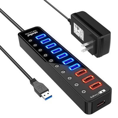 Powered USB 3.0 Hub, Data Hub 11 Ports - 7 11 HUB