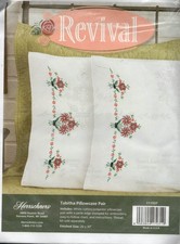 NIP STAMPED EMBROIDERY KIT TABITHA PILLOWCASE PAIR
