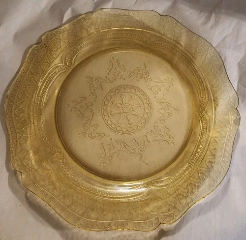 Federal Glass Co. Patrician Spoke Golden Glo Amber Plate 11" Depression  Glass