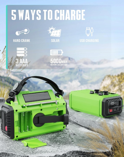 Logo Rocam Png ROCAM Emergency Weather Radio NOAA Solar Hand Crank AM/FM 5000mAh Green ...