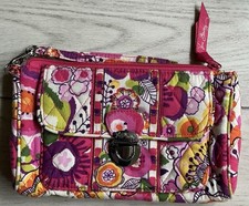 Vera Bradley Clementine Push Lock Pink Floral Wristlet Wallet EUC