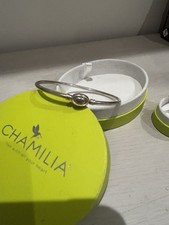 Chamilia Silver Bangle with Flower Charm 925 Sterling Silver