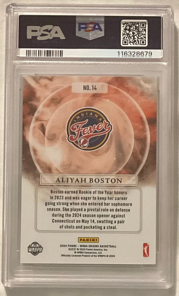 2024 Origins WNBA #14 Aliyah Boston Indiania Fever Euphoria PSA 9 - Image 2 of 2