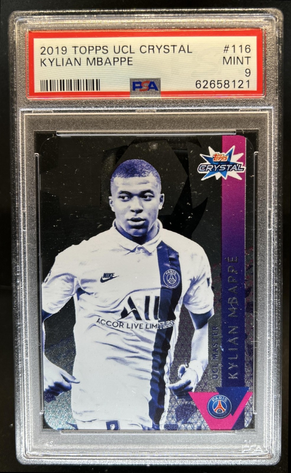 2019 Topps Crystal UEFA Kylian Mbappe #116 PSG PSA 9 (21) view 1