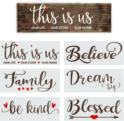 Farmhouse Word Stencils - 6 Inspirational Stencils for Wood, Canvas & More - Reu