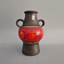 West German Fat Lava vase made by Dumler & Breiden. Konstanza. red and brown