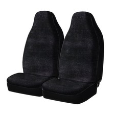 2 Piece Car Seat Covers High Back Soft Faux Fur Polyester Black Univ 2 Piece Car Seat Covers High Back Soft Faux Fur Polyester Black Univ