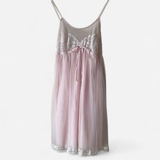 Vintage Baby Pink lace slip dress M