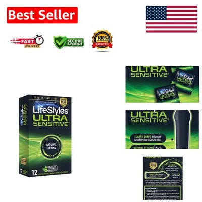 Ultra Sensitive Lubricated Latex Condoms - 12 Count for Natural Feeling Pleasure