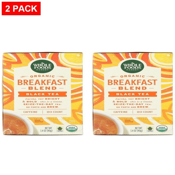 Mezcla de desayuno orgánico Whole Foods Market té negro, 20 quilates - paquete de 2