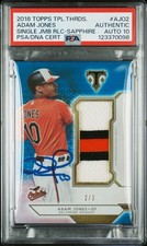 Adam Jones Signed 2018 Topps Triple Threads Blue Relic Patch 2/3 - PSA 10 Auto