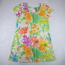 Vintage Jams World Colorful Floral Mini Dress Womens Large Made in USA 90's Y2K