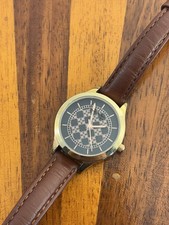 Nicole Miller Women's Watch Gold Tone Black Dial 30mm New Battery