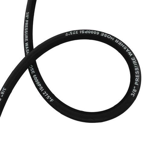 3/8" x 50ft 6000psi Hot Water Pressure Washer Hose Non-Marking 2-Braid R2 Black - Picture 4 of 6