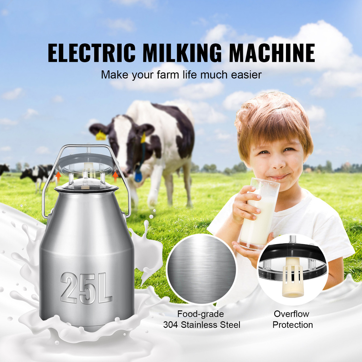 VEVOR 9JYZ-1 550W Electric Cow Milking Machine VEVOR 9JYZ-1 550W Electric Cow Milking Machine