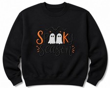 Halloween Spooky Season Embroidered Sweatshirt Ghost Crewneck Gildan 18000