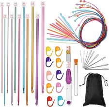 Tunisian Crochet Hooks Set 2-8 mm Aluminum Afghan Hooks, Random Color