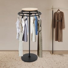 Round Floor Standing Retail Racks Clothing Racks Clothing Display Rack Black