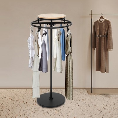Round Floor Standing Retail Racks Clothing Racks Clothing Display Rack Black