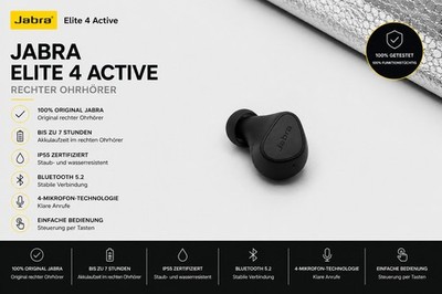   Jabra Elite 4 Active   Rechter Ohrhörer   Schwarz
